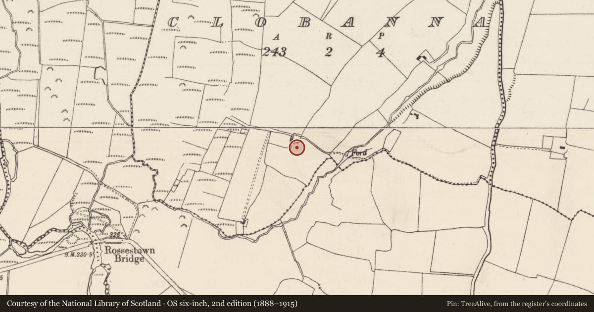 Ordnance Survey six-inch map, 2nd edition (1888–1915) covering the location of Ringfort - rath, Clobanna, County Tipperary North, with a pin at the register's coordinates