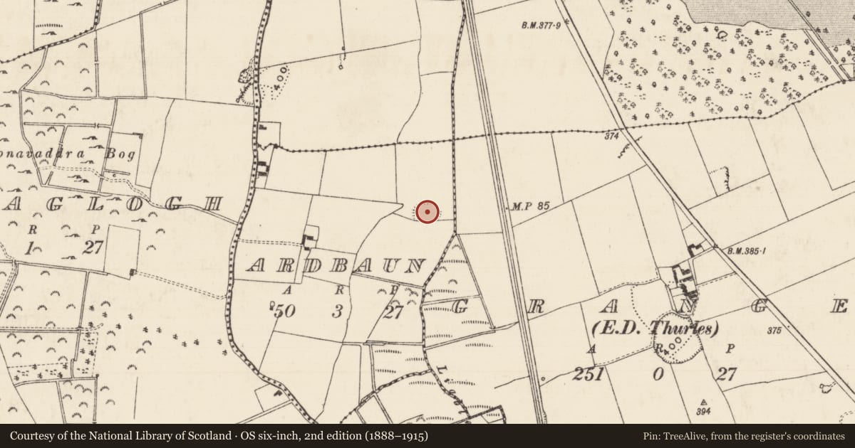 Ordnance Survey six-inch map, 2nd edition (1888–1915) covering the location of Ringfort - rath, Ardbaun, County Tipperary North, with a pin at the register's coordinates