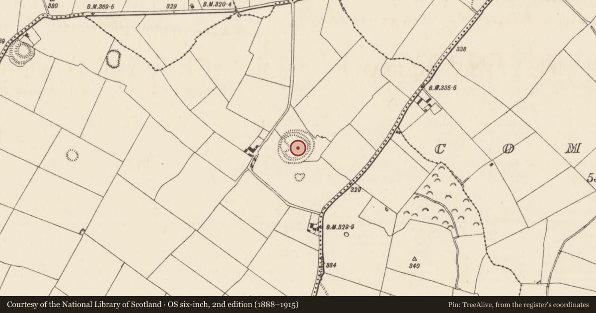 Ordnance Survey six-inch map, 2nd edition (1888–1915) covering the location of Ceremonial enclosure, Beakstown, County Tipperary North, with a pin at the register's coordinates