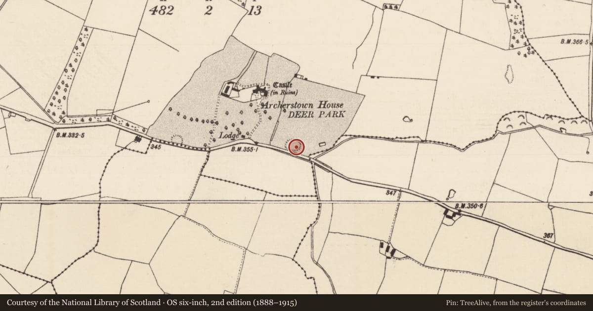 Ordnance Survey six-inch map, 2nd edition (1888–1915) covering the location of Ringfort - rath, Archerstown, County Tipperary North, with a pin at the register's coordinates