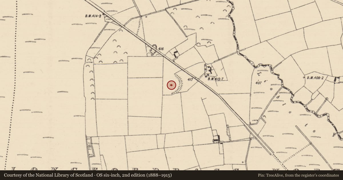 Ordnance Survey six-inch map, 2nd edition (1888–1915) covering the location of Enclosure, Longfordpass North, County Tipperary North, with a pin at the register's coordinates