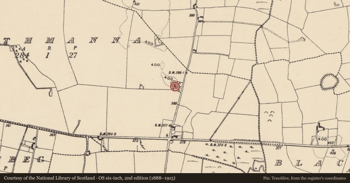 Ordnance Survey six-inch map, 2nd edition (1888–1915) covering the location of Ringfort - rath, Rathmanna (Twomileborris Par.), County Tipperary North, with a pin at the register's coordinates