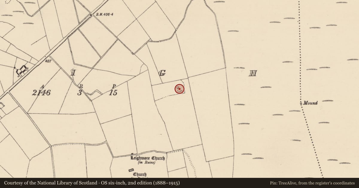 Ordnance Survey six-inch map, 2nd edition (1888–1915) covering the location of Mound, Leigh, County Tipperary North, with a pin at the register's coordinates