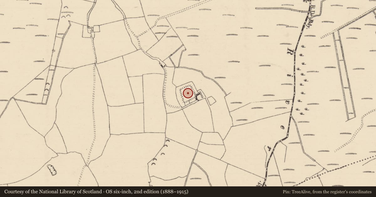 Ordnance Survey six-inch map, 2nd edition (1888–1915) covering the location of Moated site, Longfordpass South, County Tipperary North, with a pin at the register's coordinates