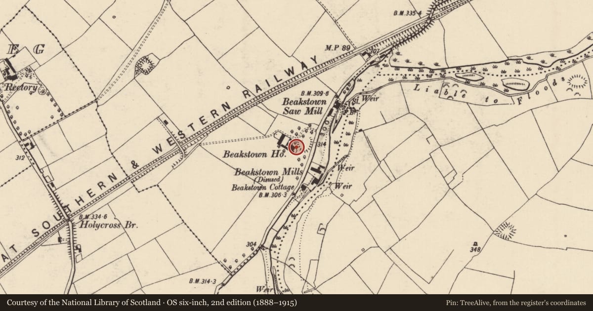 Ordnance Survey six-inch map, 2nd edition (1888–1915) covering the location of Castle - unclassified, Beakstown, County Tipperary North, with a pin at the register's coordinates