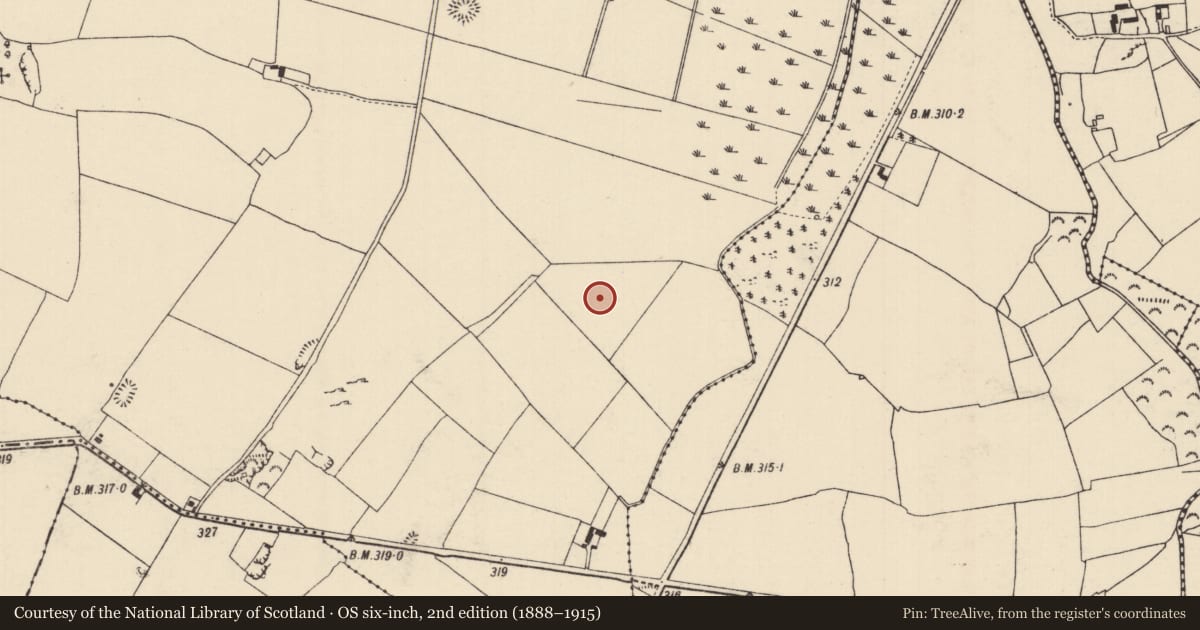 Ordnance Survey six-inch map, 2nd edition (1888–1915) covering the location of Earthwork, Fertiana, County Tipperary North, with a pin at the register's coordinates