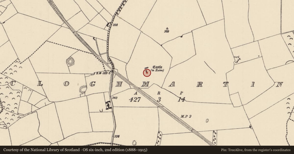 Ordnance Survey six-inch map, 2nd edition (1888–1915) covering the location of House - indeterminate date, Cloghmartin, County Tipperary North, with a pin at the register's coordinates