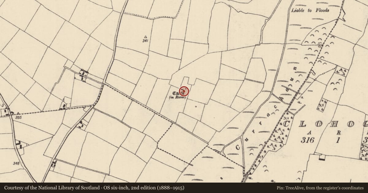 Ordnance Survey six-inch map, 2nd edition (1888–1915) covering the location of Bawn, Galbertstown Lower, County Tipperary North, with a pin at the register's coordinates