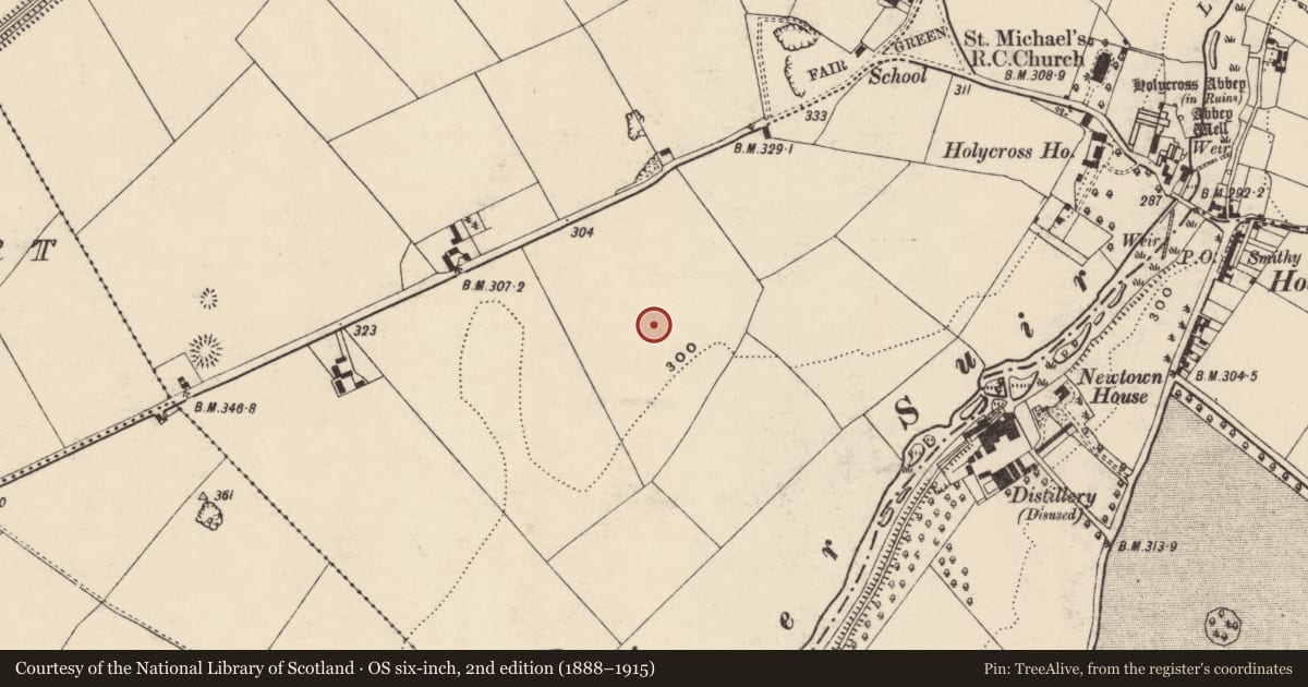 Ordnance Survey six-inch map, 2nd edition (1888–1915) covering the location of Enclosure, Holycross, County Tipperary North, with a pin at the register's coordinates