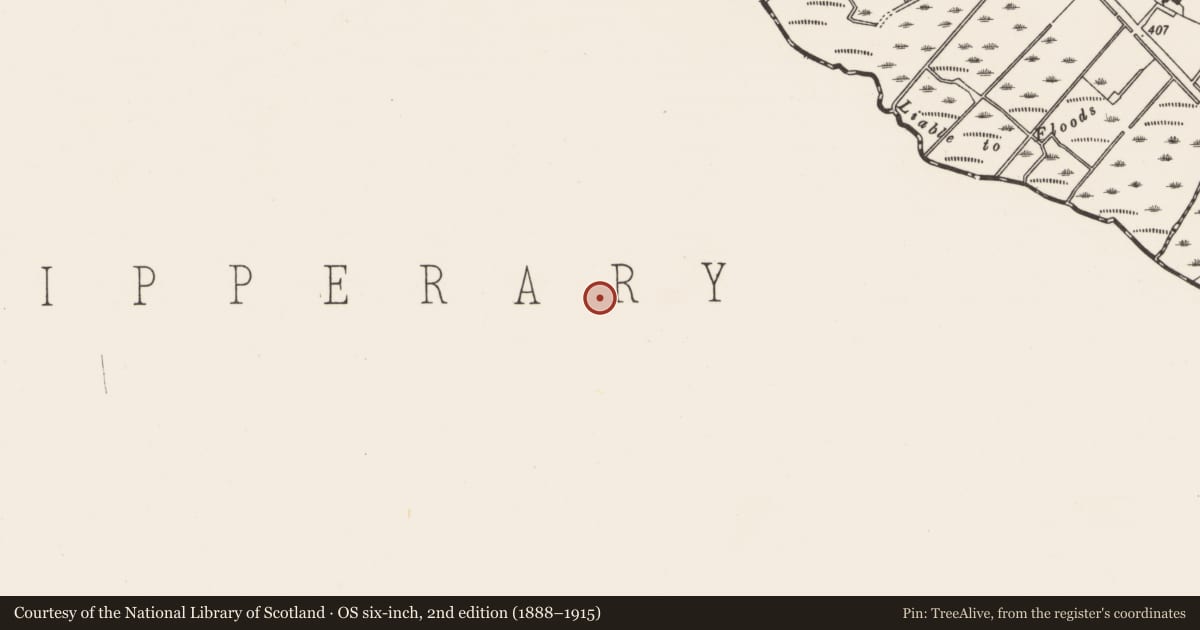 Ordnance Survey six-inch map, 2nd edition (1888–1915) covering the location of Graveyard, Urard, County Tipperary South, with a pin at the register's coordinates