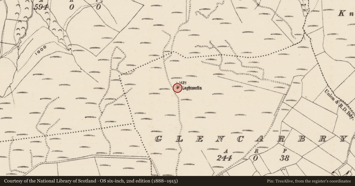 Ordnance Survey six-inch map, 2nd edition (1888–1915) covering the location of Cairn - unclassified, Glencarbry, County Tipperary South, with a pin at the register's coordinates