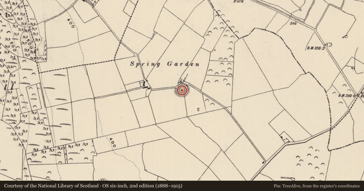 Ordnance Survey six-inch map, 2nd edition (1888–1915) covering the location of Ringfort - rath, Aughnagomaun, County Tipperary South, with a pin at the register's coordinates