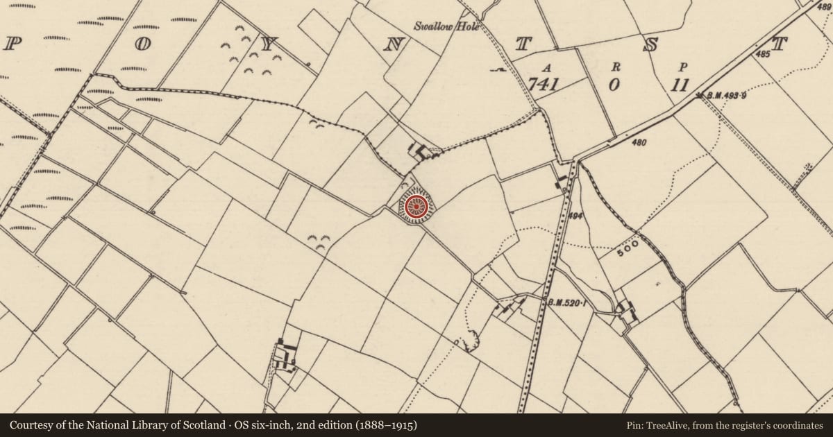 Ordnance Survey six-inch map, 2nd edition (1888–1915) covering the location of Enclosure, Glengoole North, County Tipperary South, with a pin at the register's coordinates