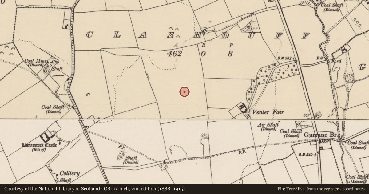 Ordnance Survey six-inch map, 2nd edition (1888–1915) covering the location of Building, Clashduff, County Tipperary South, with a pin at the register's coordinates