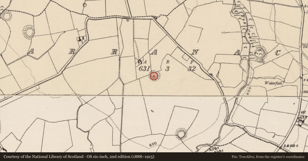 Ordnance Survey six-inch map, 2nd edition (1888–1915) covering the location of Moated site, Garranacool, County Tipperary South, with a pin at the register's coordinates