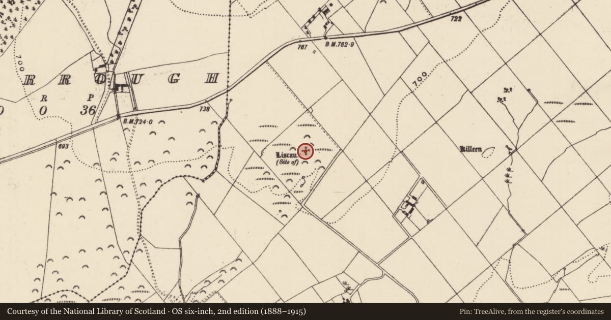 Ordnance Survey six-inch map, 2nd edition (1888–1915) covering the location of Enclosure, Carrow (Donohill Par.), County Tipperary South, with a pin at the register's coordinates