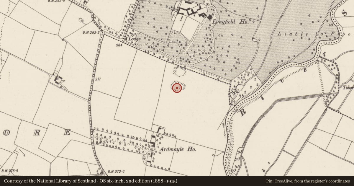 Ordnance Survey six-inch map, 2nd edition (1888–1915) covering the location of Enclosure, Ardmayle West, County Tipperary South, with a pin at the register's coordinates