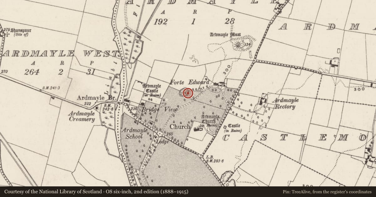 Ordnance Survey six-inch map, 2nd edition (1888–1915) covering the location of Designed landscape - folly, Ardmayle, County Tipperary South, with a pin at the register's coordinates
