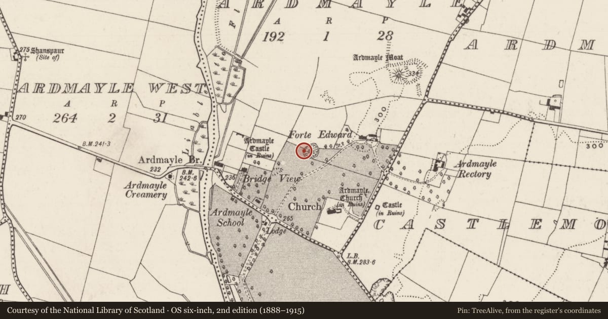 Ordnance Survey six-inch map, 2nd edition (1888–1915) covering the location of Architectural fragment, Ardmayle, County Tipperary South, with a pin at the register's coordinates