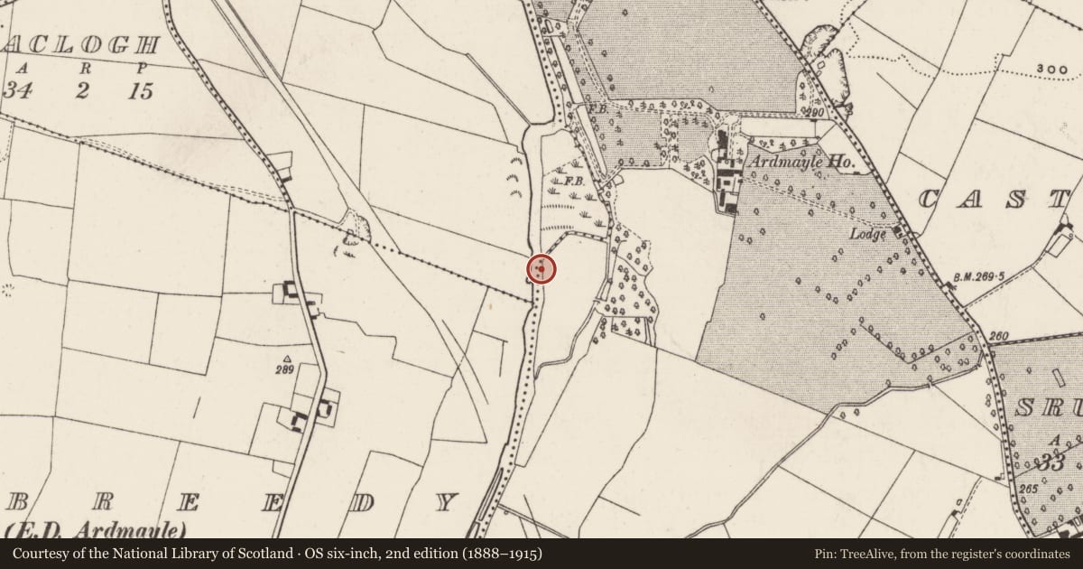 Ordnance Survey six-inch map, 2nd edition (1888–1915) covering the location of Weir - regulating, Ardmayle West, Clonmore North (Ardmayle Par.), County Tipperary South, with a pin at the register's coordinates