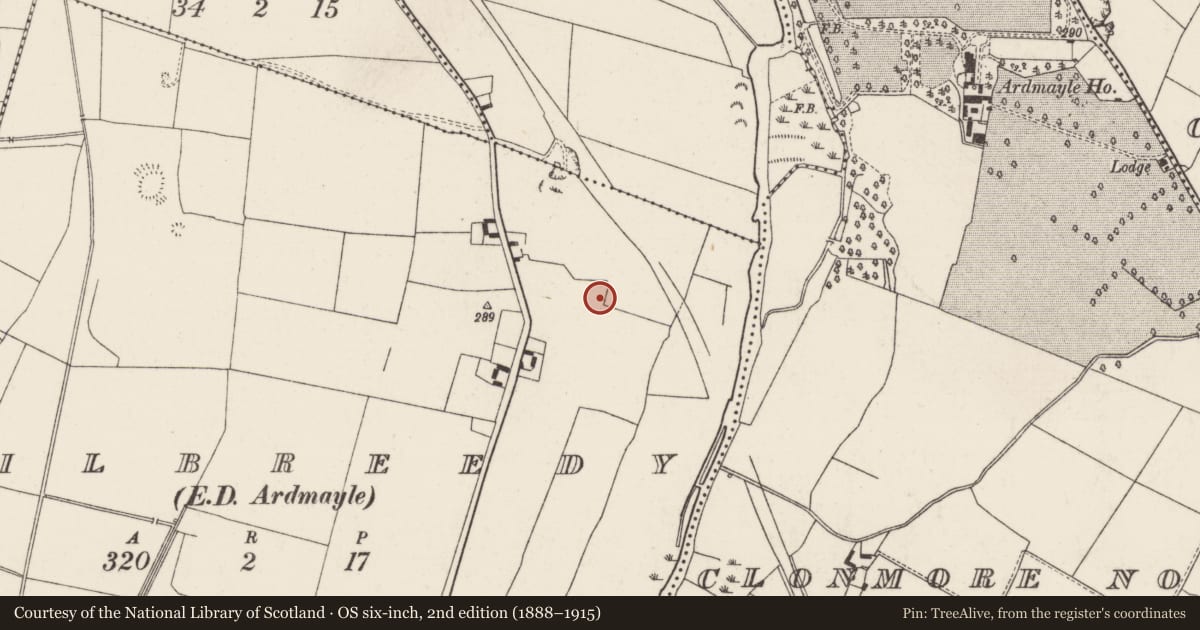Ordnance Survey six-inch map, 2nd edition (1888–1915) covering the location of House - 17th century, Kilbreedy (Ardmayle Par.), County Tipperary South, with a pin at the register's coordinates