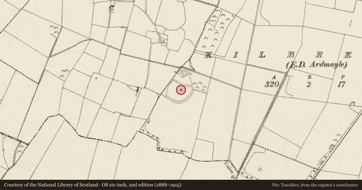 Ordnance Survey six-inch map, 2nd edition (1888–1915) covering the location of Enclosure, Clareen (Ardmayle Par.), Kilbreedy (Ardmayle Par.), County Tipperary South, with a pin at the register's coordinates