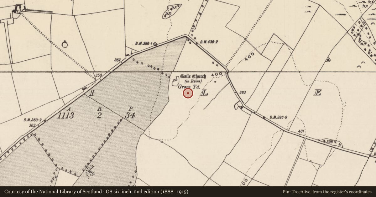 Ordnance Survey six-inch map, 2nd edition (1888–1915) covering the location of Settlement deserted - medieval, Gaile, County Tipperary South, with a pin at the register's coordinates