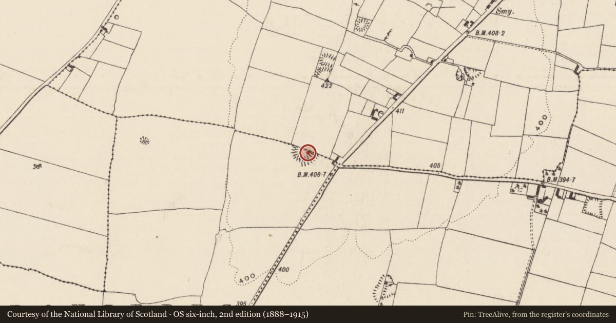 Ordnance Survey six-inch map, 2nd edition (1888–1915) covering the location of Ringfort - rath, Ballytarsna (Hackett), Grange Beg (Erry Par.), County Tipperary South, with a pin at the register's coordinates