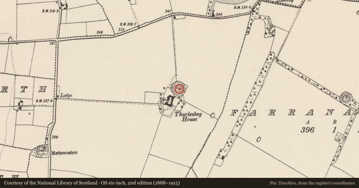 Ordnance Survey six-inch map, 2nd edition (1888–1915) covering the location of Ringfort - rath, Thurlesbeg, County Tipperary South, with a pin at the register's coordinates