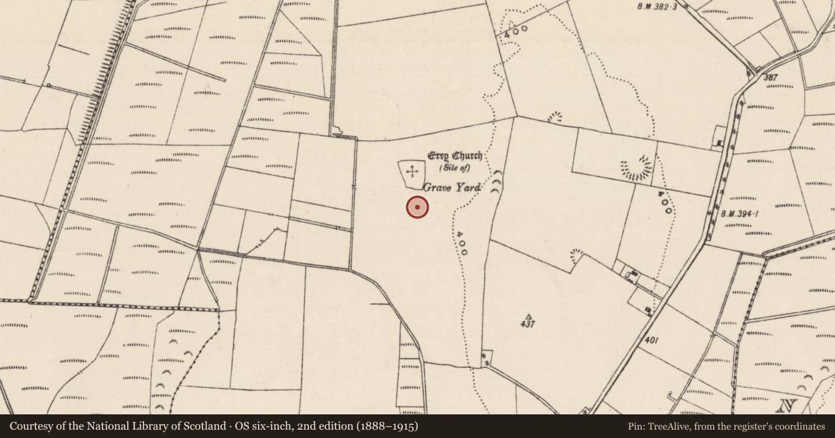 Ordnance Survey six-inch map, 2nd edition (1888–1915) covering the location of Castle - unclassified, Erry, County Tipperary South, with a pin at the register's coordinates