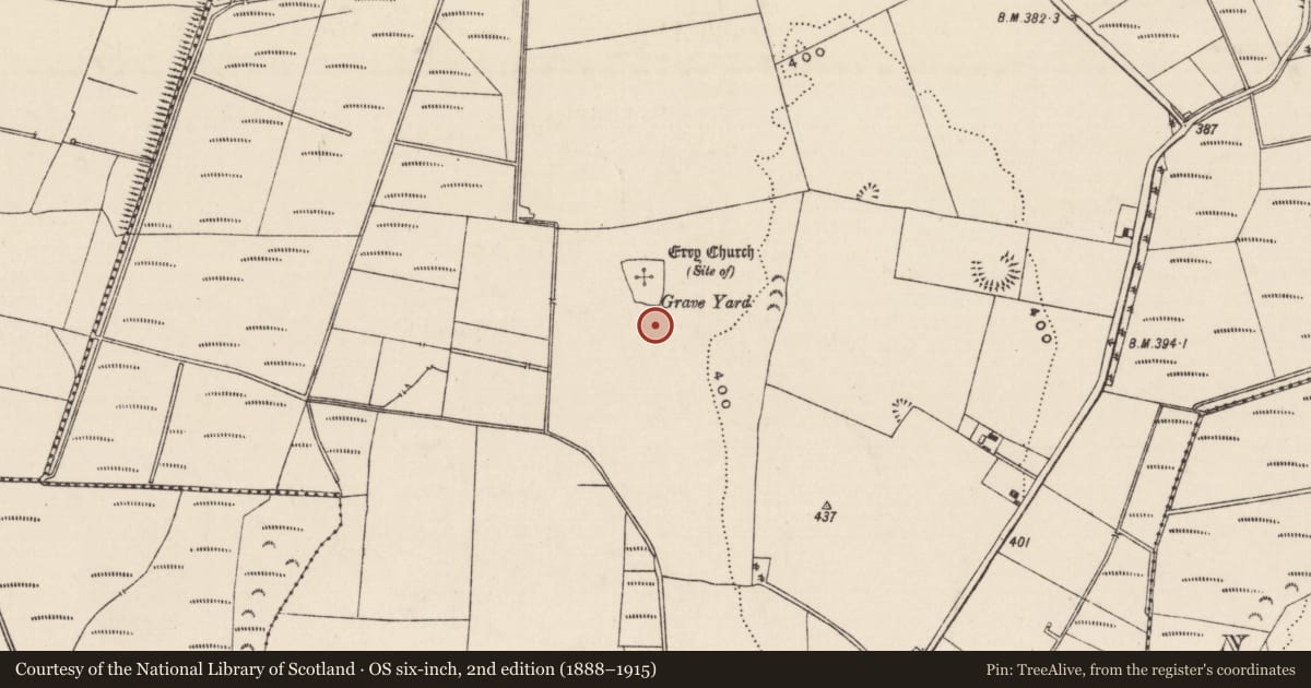 Ordnance Survey six-inch map, 2nd edition (1888–1915) covering the location of Bawn, Erry, County Tipperary South, with a pin at the register's coordinates