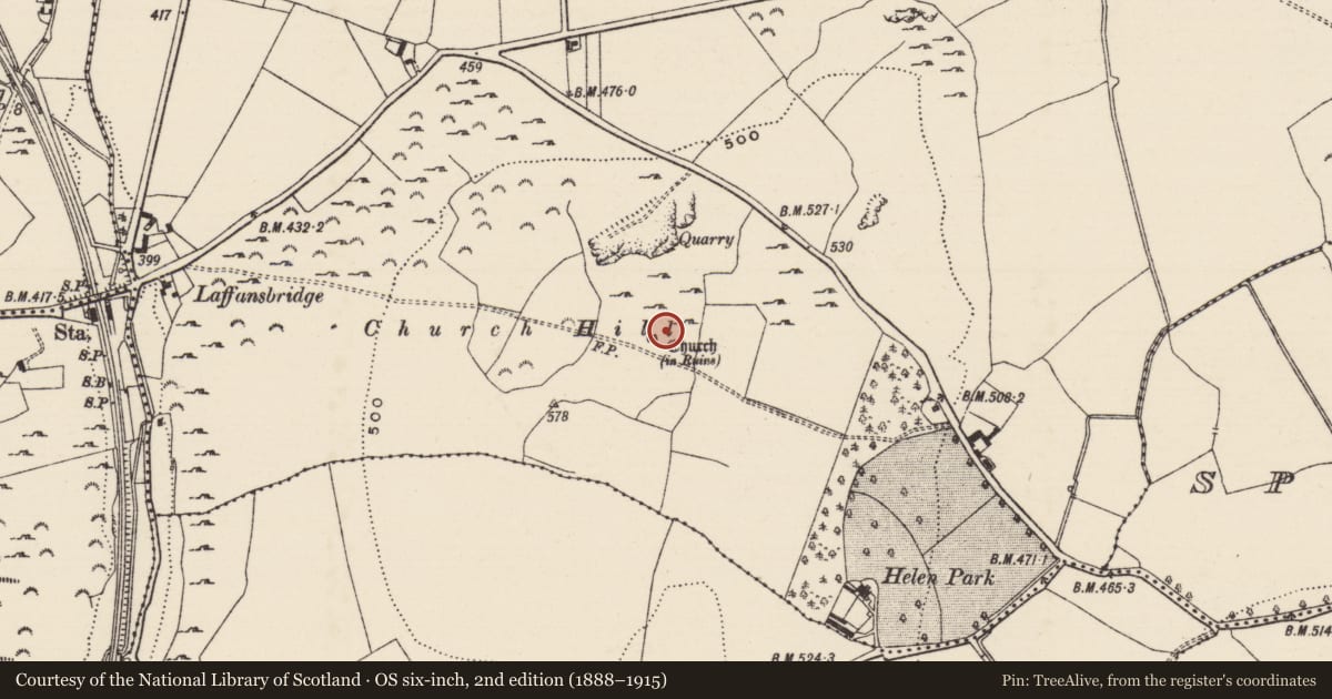 Ordnance Survey six-inch map, 2nd edition (1888–1915) covering the location of Settlement cluster, Ballintogher (Graystown Par.), County Tipperary South, with a pin at the register's coordinates