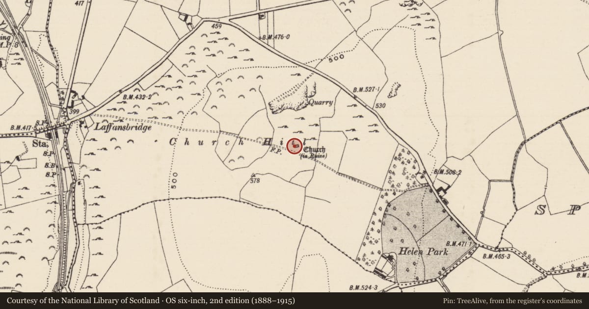 Ordnance Survey six-inch map, 2nd edition (1888–1915) covering the location of Enclosure, Ballintogher (Graystown Par.), County Tipperary South, with a pin at the register's coordinates
