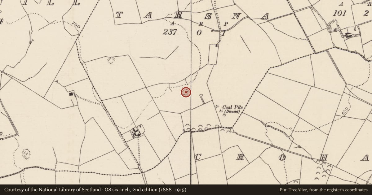 Ordnance Survey six-inch map, 2nd edition (1888–1915) covering the location of Enclosure, Tarsna, County Tipperary South, with a pin at the register's coordinates