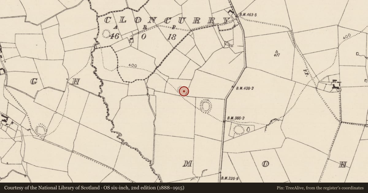 Ordnance Survey six-inch map, 2nd edition (1888–1915) covering the location of Enclosure, Mohober, County Tipperary South, with a pin at the register's coordinates