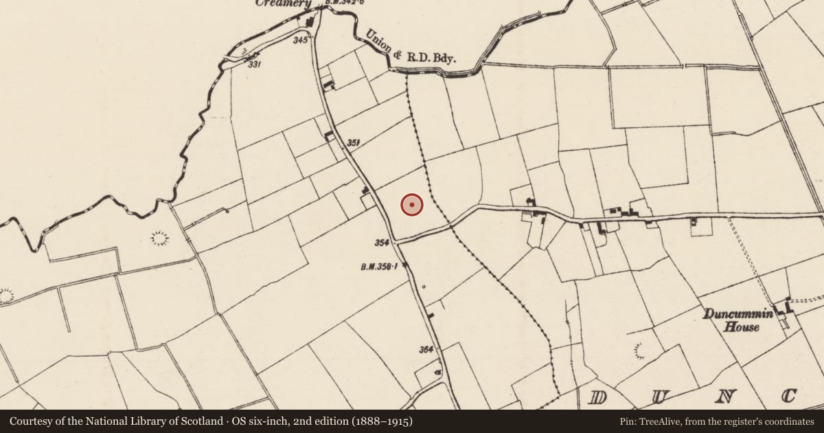 Ordnance Survey six-inch map, 2nd edition (1888–1915) covering the location of Enclosure, Ballyvistea, County Tipperary South, with a pin at the register's coordinates