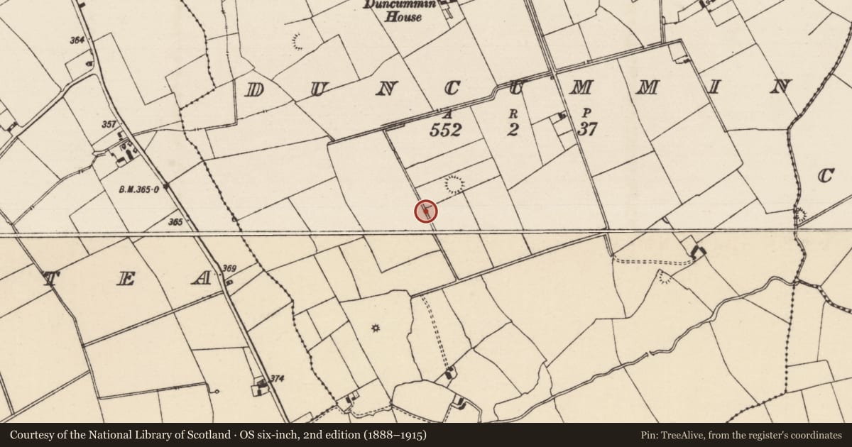 Ordnance Survey six-inch map, 2nd edition (1888–1915) covering the location of Barrow - ring-barrow, Duncummin, County Tipperary South, with a pin at the register's coordinates
