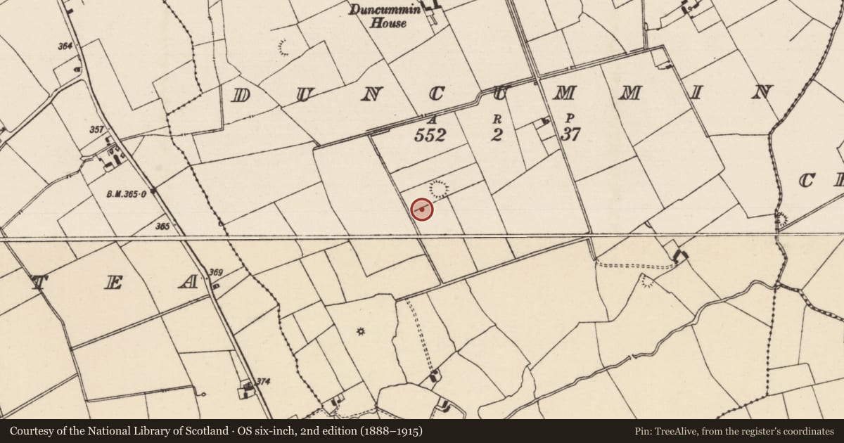 Ordnance Survey six-inch map, 2nd edition (1888–1915) covering the location of Barrow - ring-barrow, Duncummin, County Tipperary South, with a pin at the register's coordinates