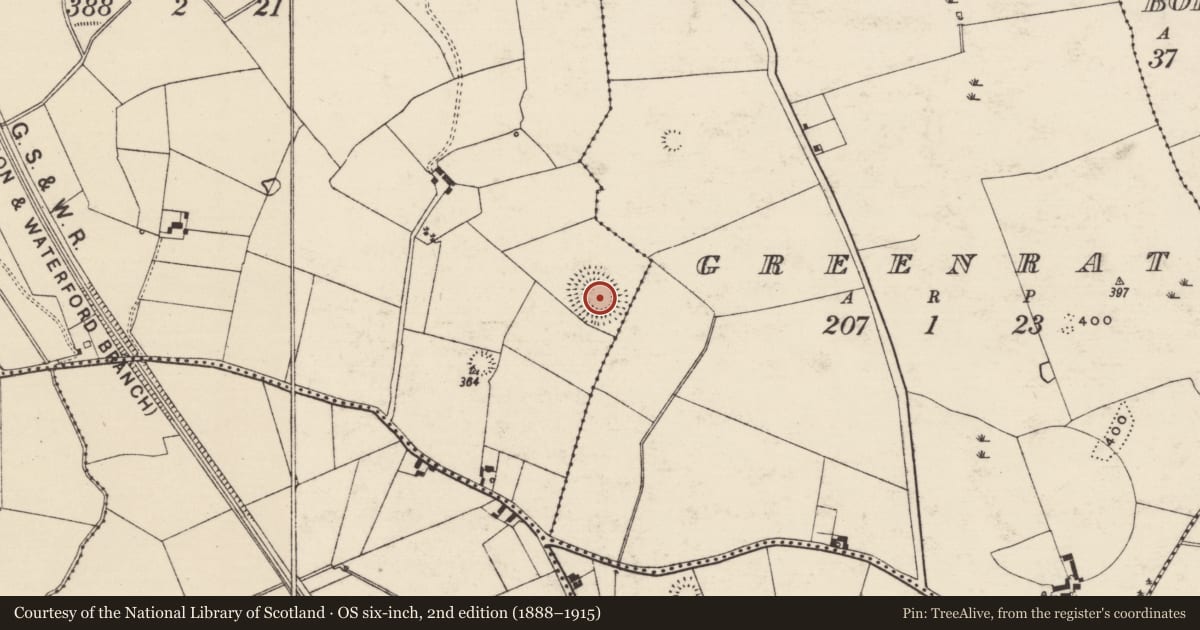 Ordnance Survey six-inch map, 2nd edition (1888–1915) covering the location of Ringfort - rath, Carron (Tipperary Par.), County Tipperary South, with a pin at the register's coordinates