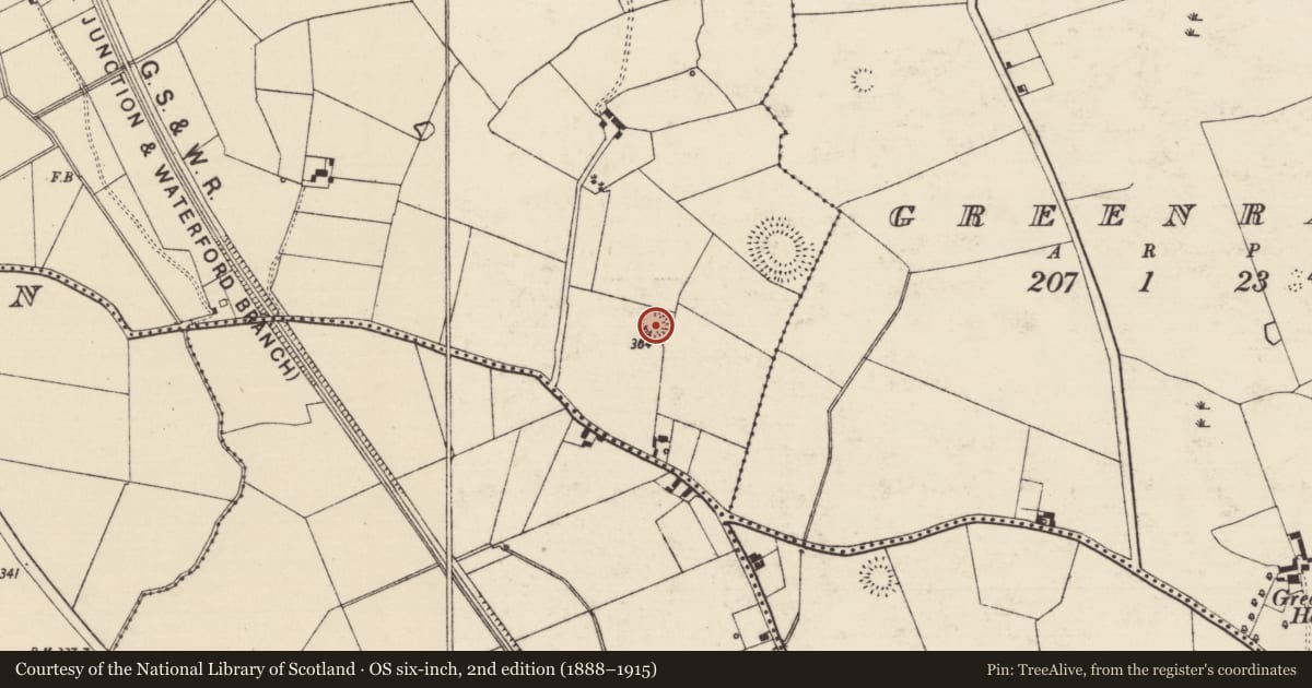 Ordnance Survey six-inch map, 2nd edition (1888–1915) covering the location of Ringfort - rath, Carron (Tipperary Par.), County Tipperary South, with a pin at the register's coordinates