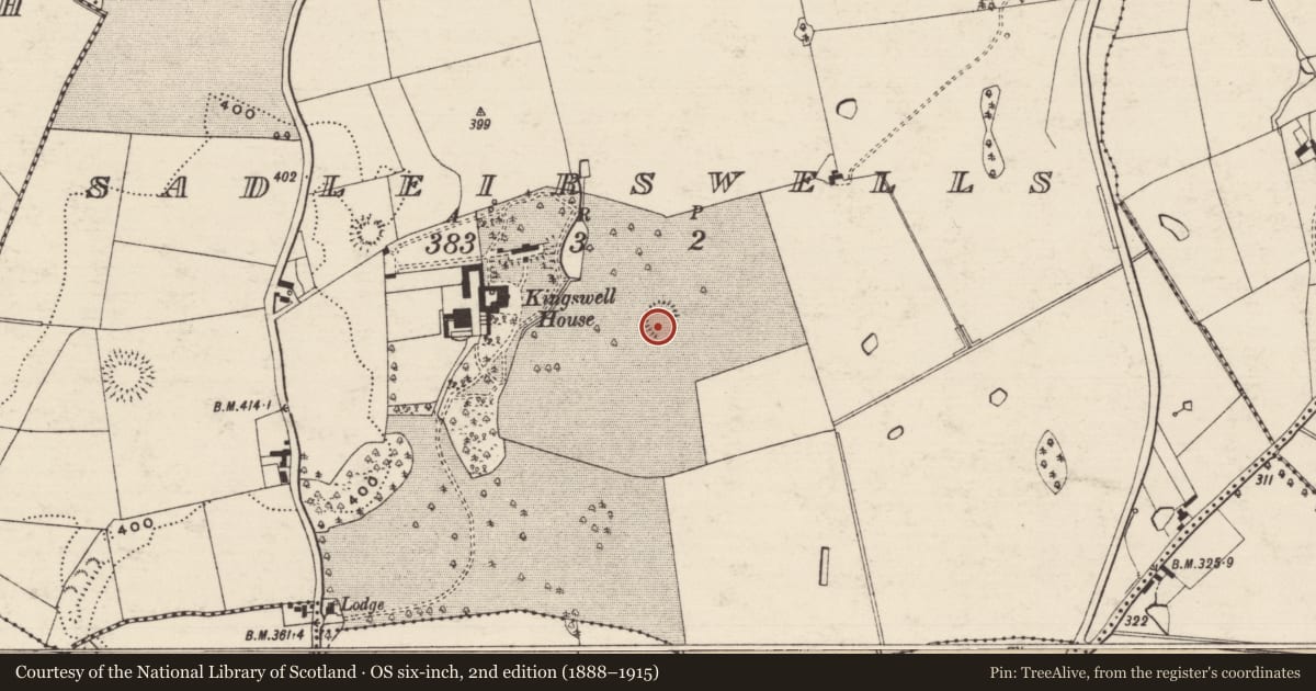 Ordnance Survey six-inch map, 2nd edition (1888–1915) covering the location of Enclosure, Sadleirswells, County Tipperary South, with a pin at the register's coordinates