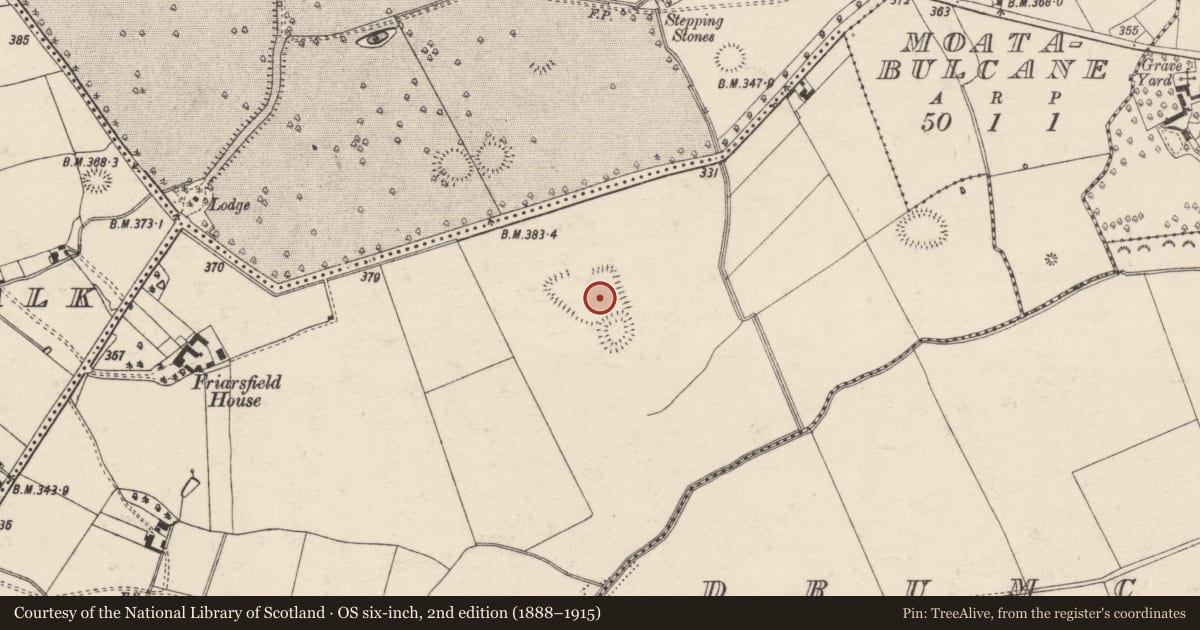 Ordnance Survey six-inch map, 2nd edition (1888–1915) covering the location of Enclosure, Friarsfield, County Tipperary South, with a pin at the register's coordinates