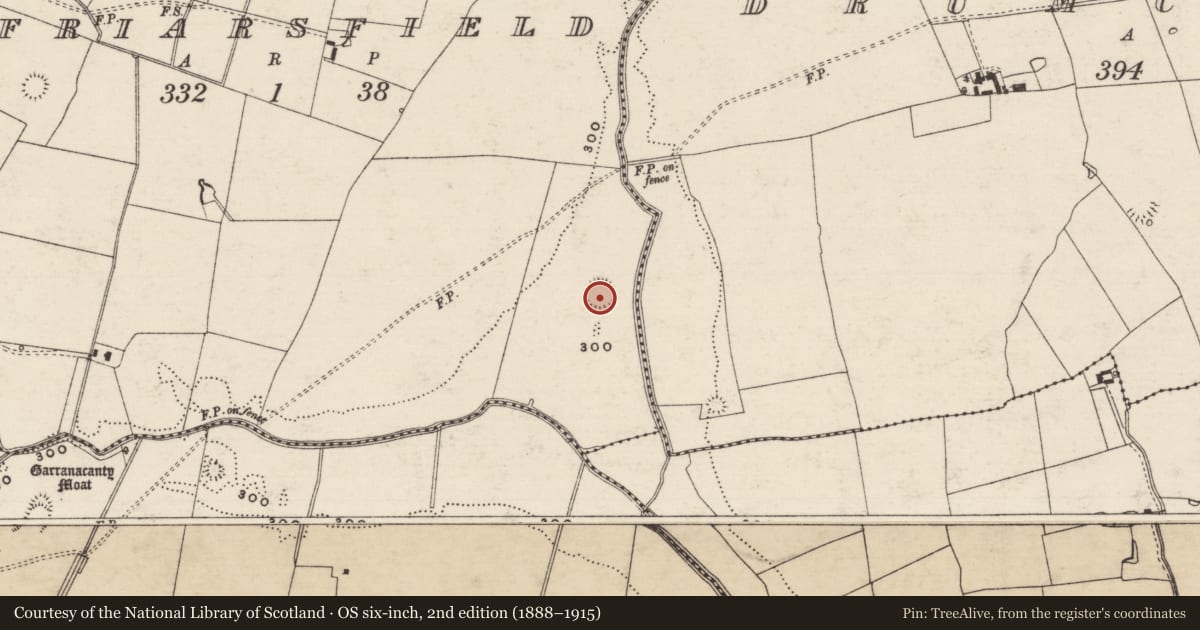 Ordnance Survey six-inch map, 2nd edition (1888–1915) covering the location of Barrow - unclassified, Friarsfield, County Tipperary South, with a pin at the register's coordinates