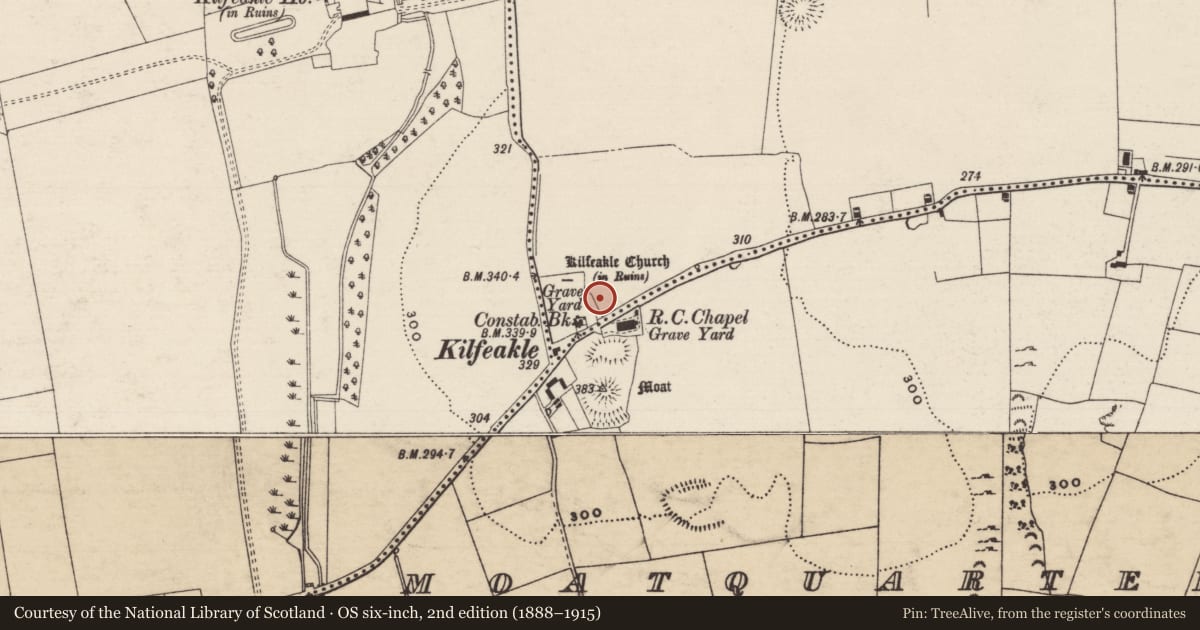 Ordnance Survey six-inch map, 2nd edition (1888–1915) covering the location of Settlement deserted - medieval, County Tipperary South, with a pin at the register's coordinates