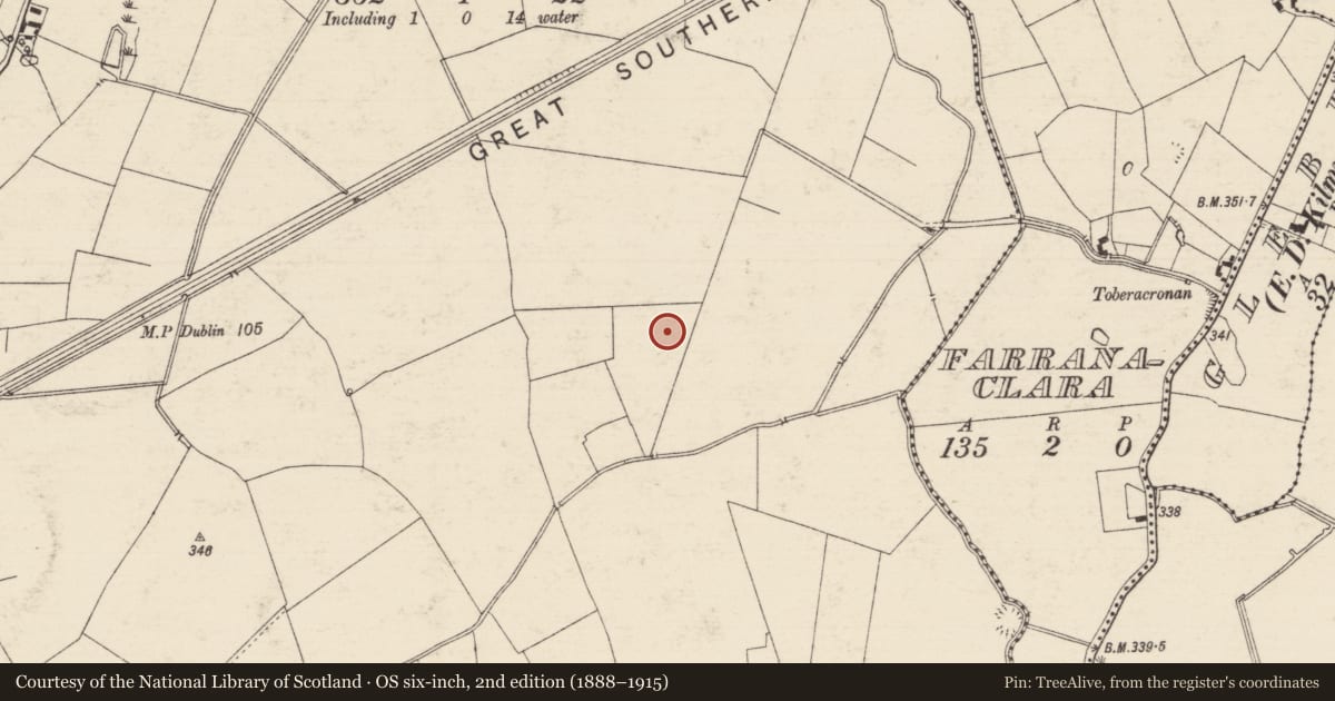 Ordnance Survey six-inch map, 2nd edition (1888–1915) covering the location of Enclosure, Solloghodbeg, County Tipperary South, with a pin at the register's coordinates