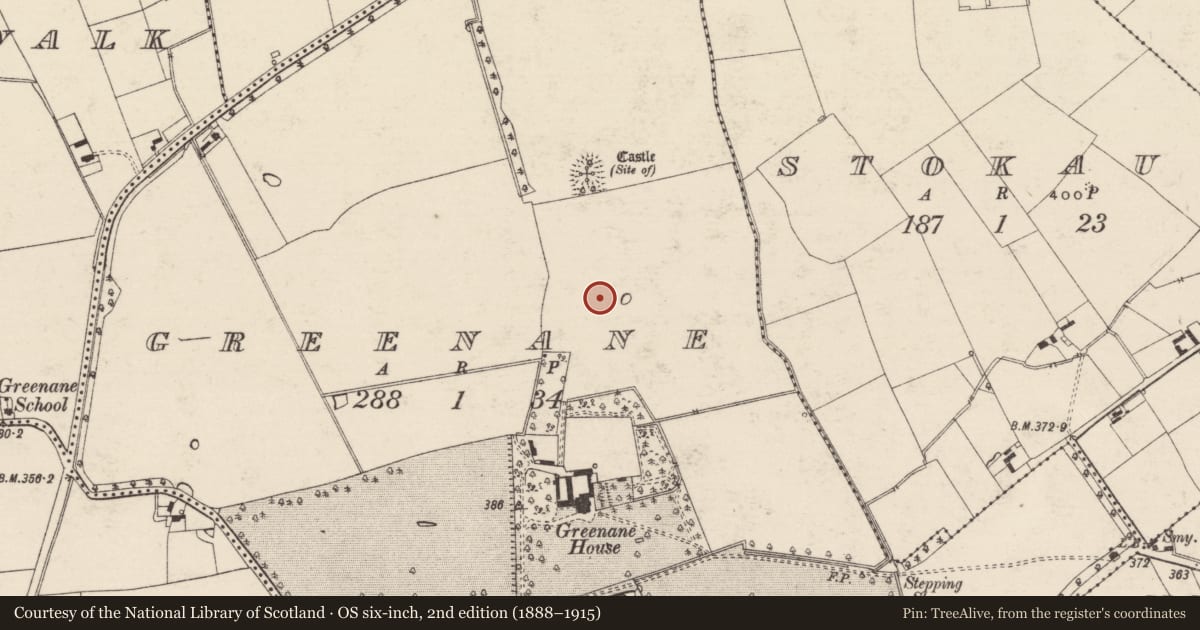 Ordnance Survey six-inch map, 2nd edition (1888–1915) covering the location of Barrow - unclassified, Greenane, County Tipperary South, with a pin at the register's coordinates