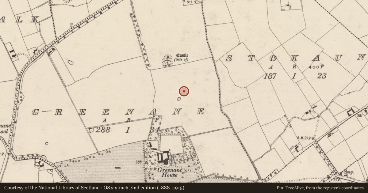 Ordnance Survey six-inch map, 2nd edition (1888–1915) covering the location of Barrow - unclassified, Greenane, County Tipperary South, with a pin at the register's coordinates
