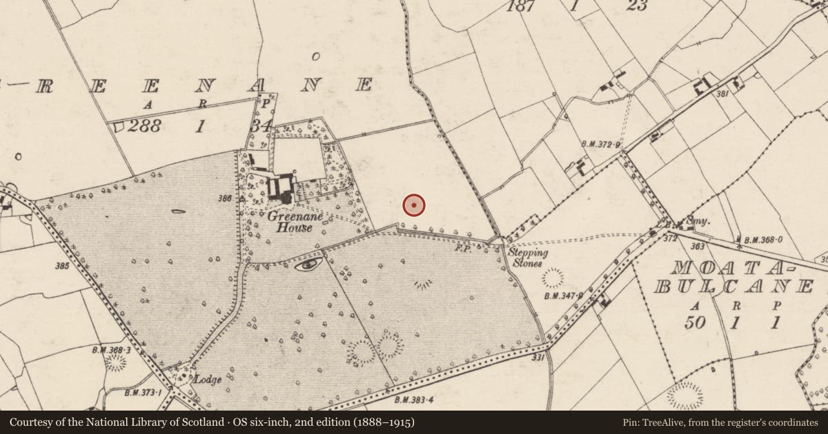 Ordnance Survey six-inch map, 2nd edition (1888–1915) covering the location of Barrow - unclassified, Greenane, County Tipperary South, with a pin at the register's coordinates
