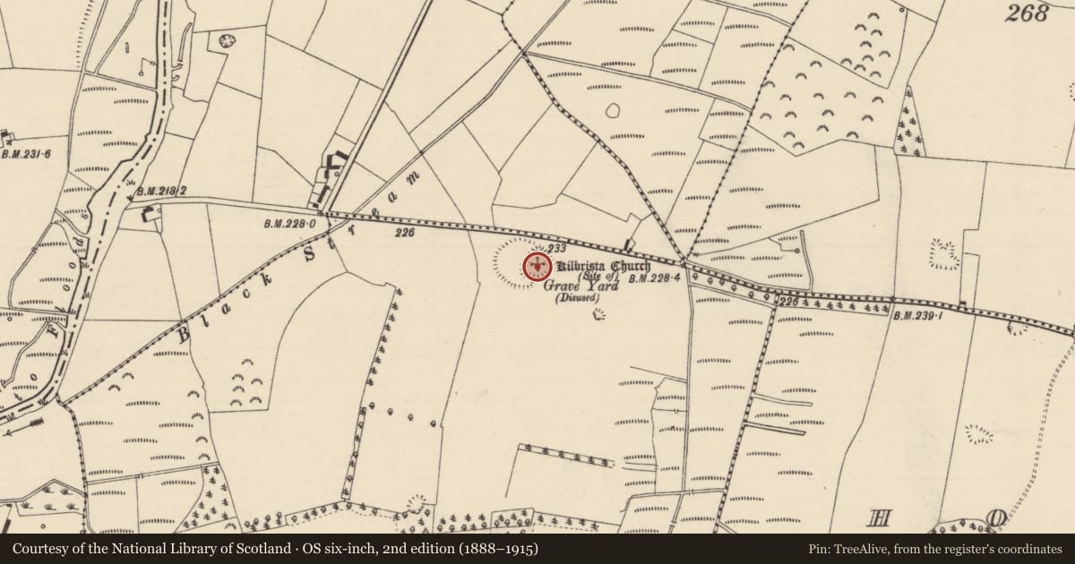 Ordnance Survey six-inch map, 2nd edition (1888–1915) covering the location of Church, Ballinamona (Horeabbey Par.), County Tipperary South, with a pin at the register's coordinates