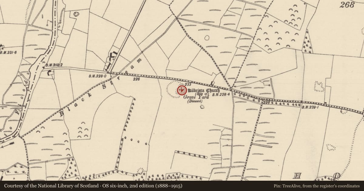Ordnance Survey six-inch map, 2nd edition (1888–1915) covering the location of Graveyard, Ballinamona (Horeabbey Par.), County Tipperary South, with a pin at the register's coordinates